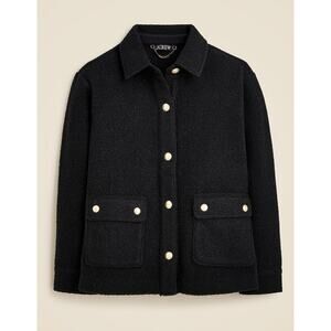 J. Crew Boucle Black Shirt Jacket Gold Buttons Size XS Old Money Classic